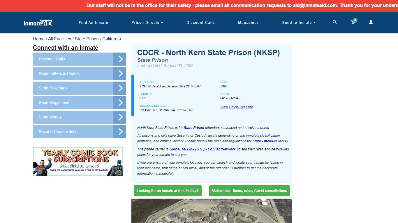 CDCR - North Kern State Prison (NKSP) & Inmate Search ...